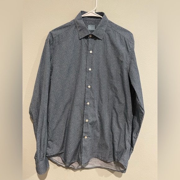 Men’s Culturata blue ditzy print button down. Contemporary fit Size L - Picture 1 of 6
